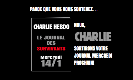 mediaguardian's tweet photo. Charlie Hebdo to publish 'Le journal des survivants' on 14 January: http://t.co/KWJrsbTLNG http://t.co/uB8mgWwzgk
