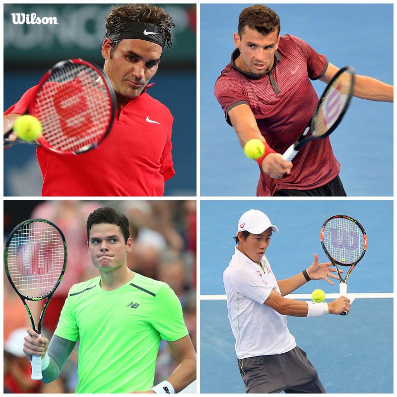 WilsonTennis's tweet photo. The Brisbane semi's featuring @rogerfederer against @GrigorDimitrov and @keinishikori faces @milosraonic!! #AllWilson http://t.co/vBWctW4XDa
