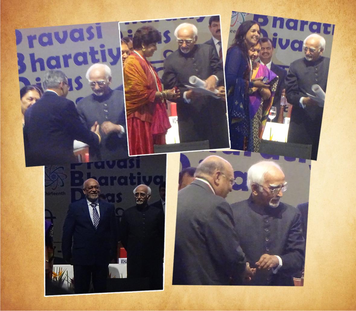 PBD2015's tweet photo. Conferment of Pravasi Bharatiya Samman Awards by Hon'ble Vice President Of India Shri Md Hamid Ansari at #PBD2015 http://t.co/3c09V5NZ3H