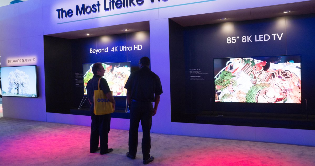 alphacentauri's tweet photo. Good - better - best; 4K, Beyond 4K, 8K tv's from Sharp #SharpCES http://t.co/8aEH7EzI62