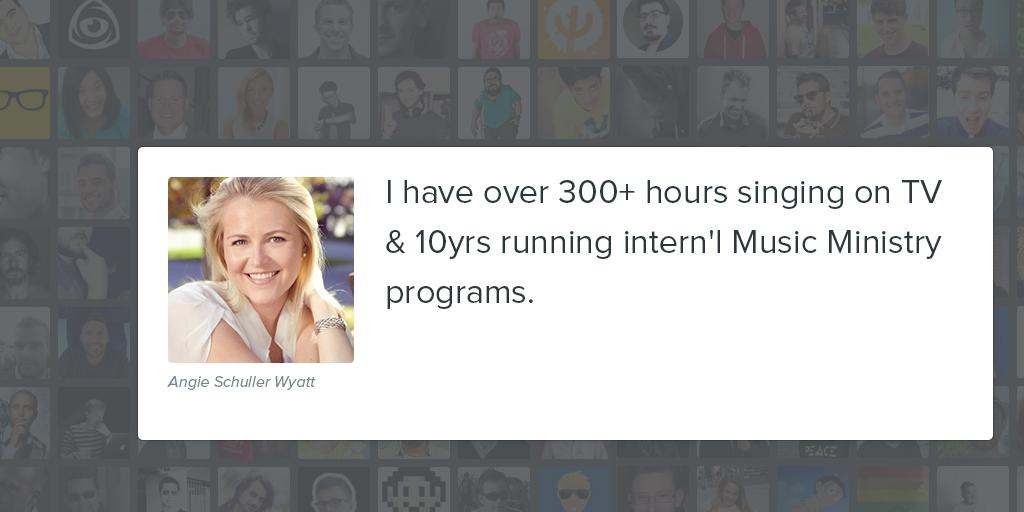 wisewordsco's tweet photo. "I have over 300+ hours singing on TV &amp; 10yrs running intern'l Music Ministry programs." #singing #ministry http://t.co/zPeS7TI0x7