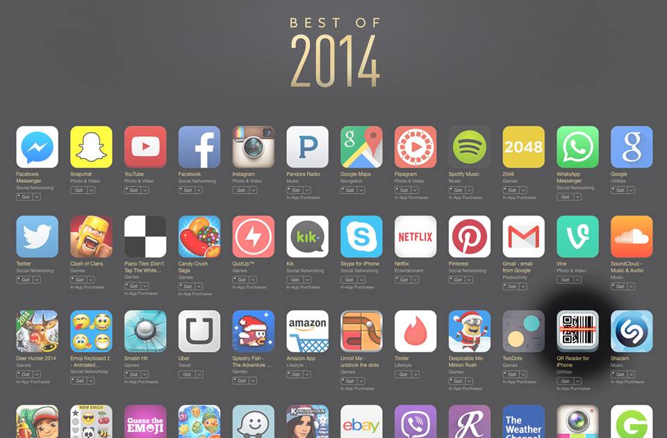 Happy New Year! QR Reader was the 35th most downloaded app in 2014 according to Apple. Thanks for all your support