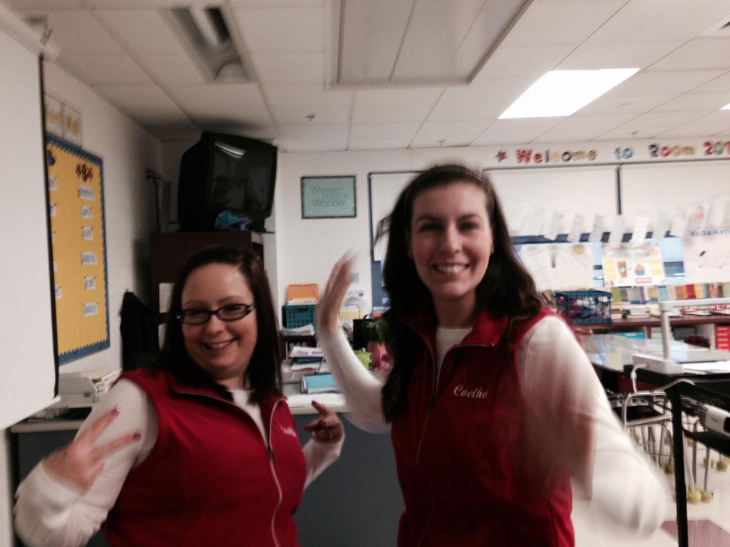 cmcgourty2's tweet photo. Rockin' the Coelho attire-twinsies style! W/ Kel B. #cmsedchat http://t.co/CP5a6tqsNY