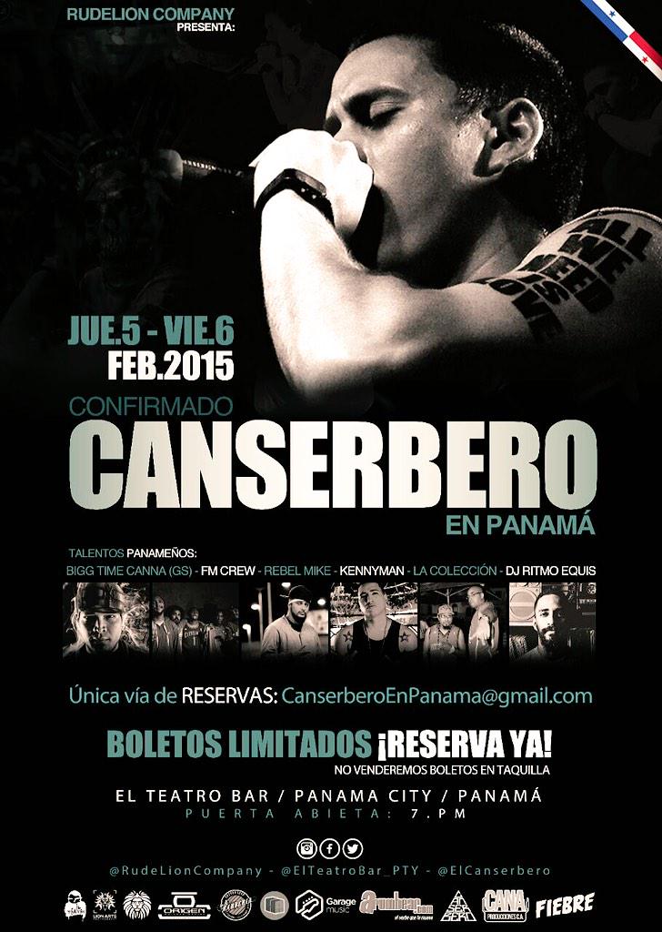 CANSERBERO EN PANAMÁ - JUE.5 Y VIE.6 DE FEBRERO 2015

Única vía de RESERVAS: CanserberoEnPanama@gmail.com