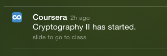 bbatsell's tweet image. This is the third time @Coursera has taunted me with a false alert about Boneh’s Crypto II starting. Rude :(