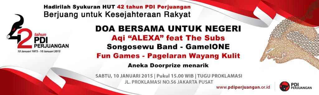 Pagi Sobat Muda/i yg berada di jakarta &amp; sekitar mari ikuti Syukuran HUT ke 42, Merdeka! Cc: <a href="/PDI_Perjuangan/">PDI Perjuangan</a>