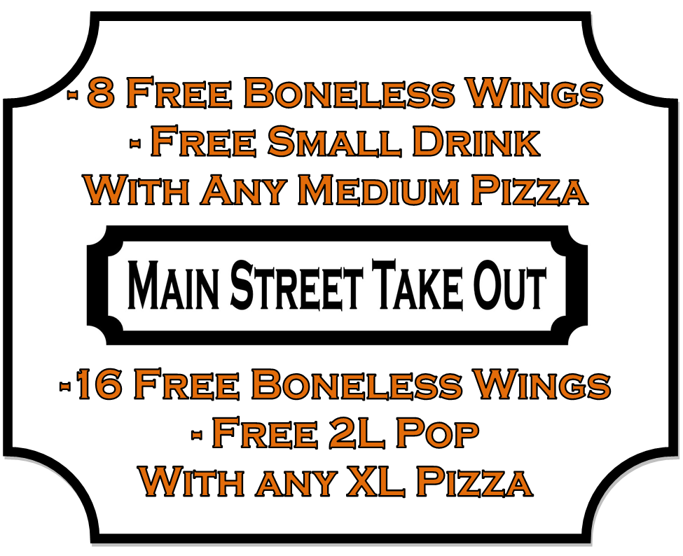 MainStreetTO's tweet photo. All Weekend (Jan 9-11th) get 8 Boneless Wings and Small Drink with any Medium Pizza or 16 Wings and 2L with any XL http://t.co/KelUgnNiZv