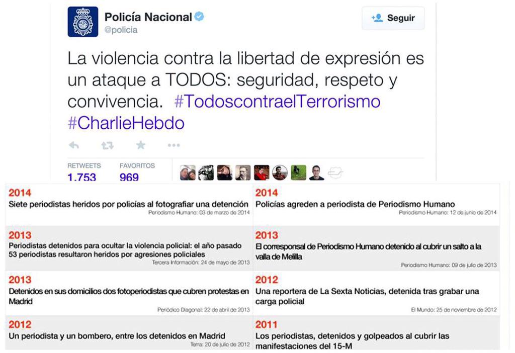 Alicia_QyTTotal's tweet photo. #CharlieHebdo El twitt va compañado de un listado reciente de agresiones a periodistas. http://t.co/U8jJbcxOWZ