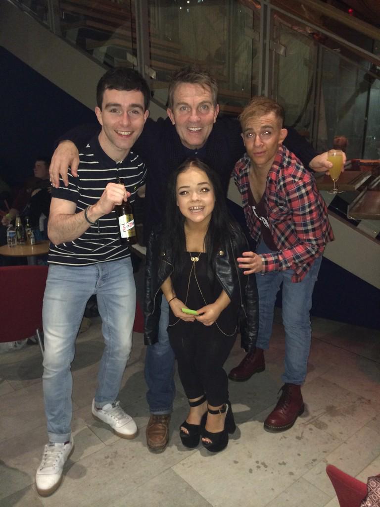 george_ure's tweet photo. @FrannMills and her lads @BradleyWalsh @shanegknight #mkpeterpan #pals http://t.co/szfaKWyu6C