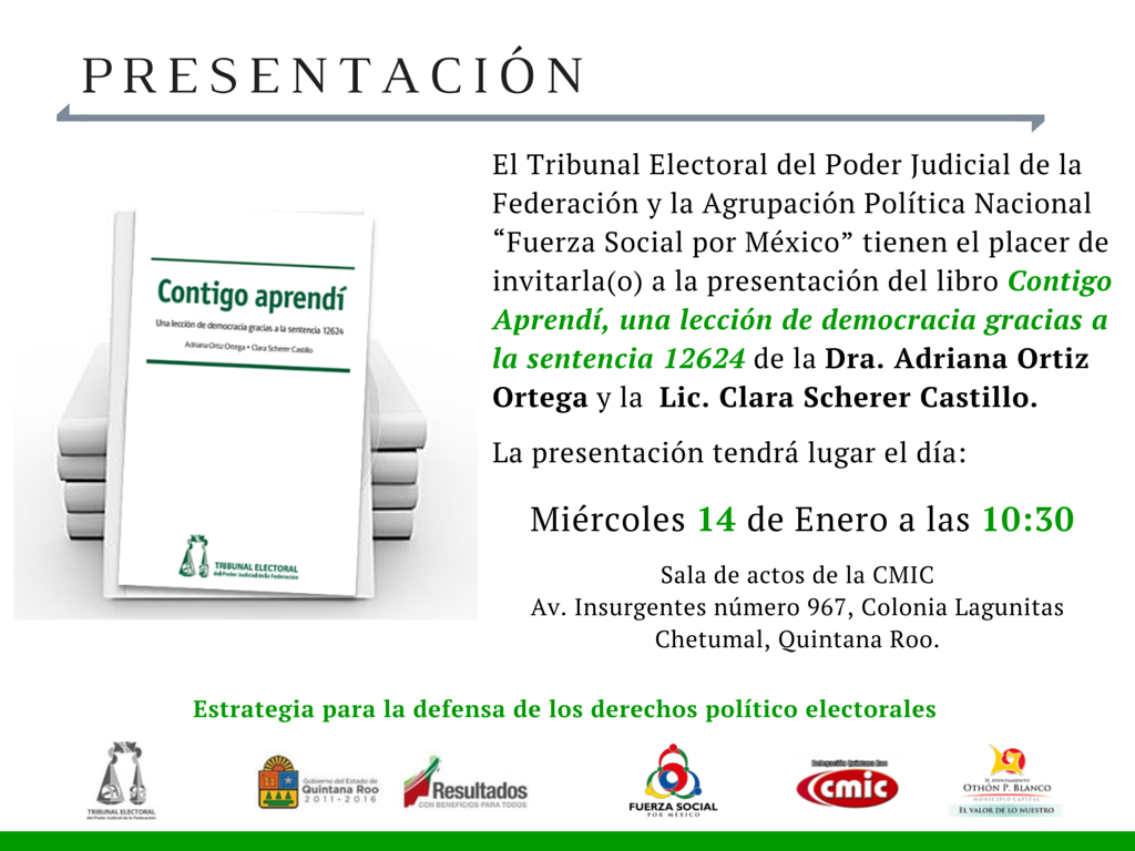 fsxmexico's tweet photo. Los invitamos a la presentación del libro "Contigo Aprendí" (evento gratuito) @VivoEnChetumal @FuerzaSocialIM http://t.co/IKLa9ZCiUX