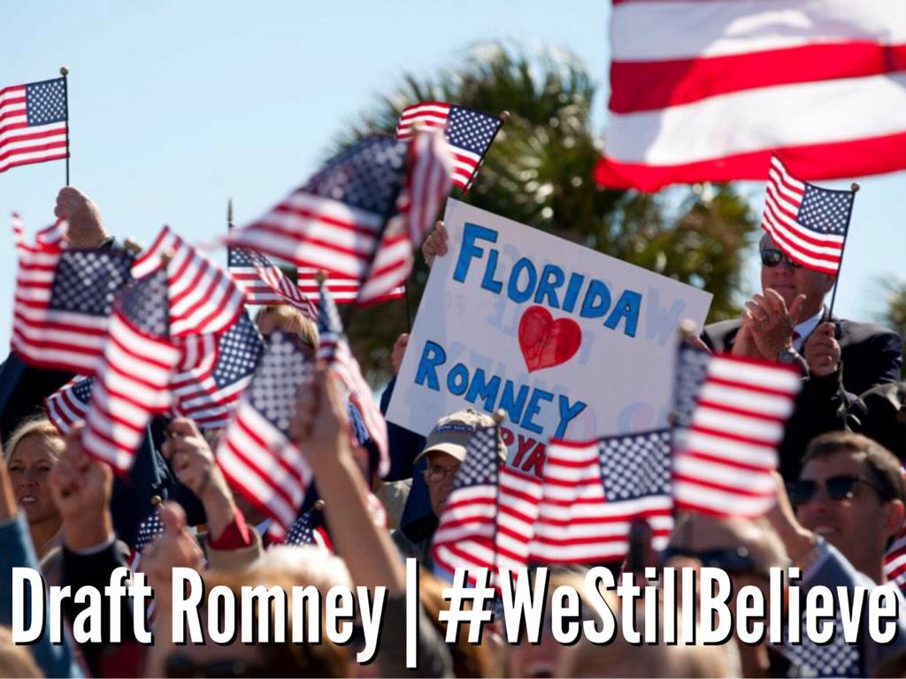 DraftRomney_FL's tweet image. Florida Still Believes! 
RT if you still believe!! #DraftRomney