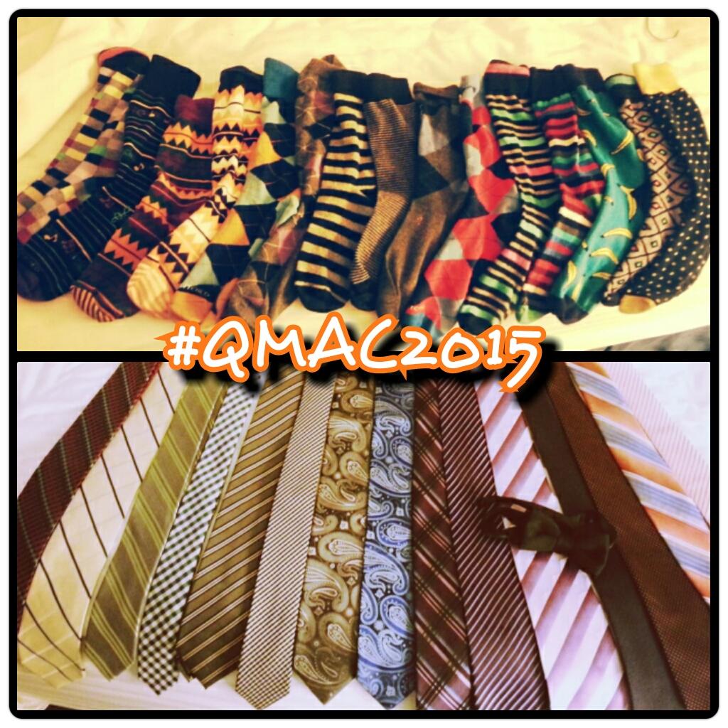 JayeshMistry9's tweet photo. .@officialQMAC My #SockGame and #TieGame may be a bit much, but it's all for #qmac2015 this time! #JNJCA http://t.co/xtg7gnSeh8