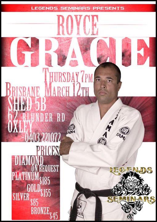 LegendsSeminars's tweet photo. #Legends_Seminars presents #Royce_Gracie
#Brisbane 
Train or meet &amp; greet if your a fan!
Call leanne on- 0403 221 072 http://t.co/55xD8amgVC