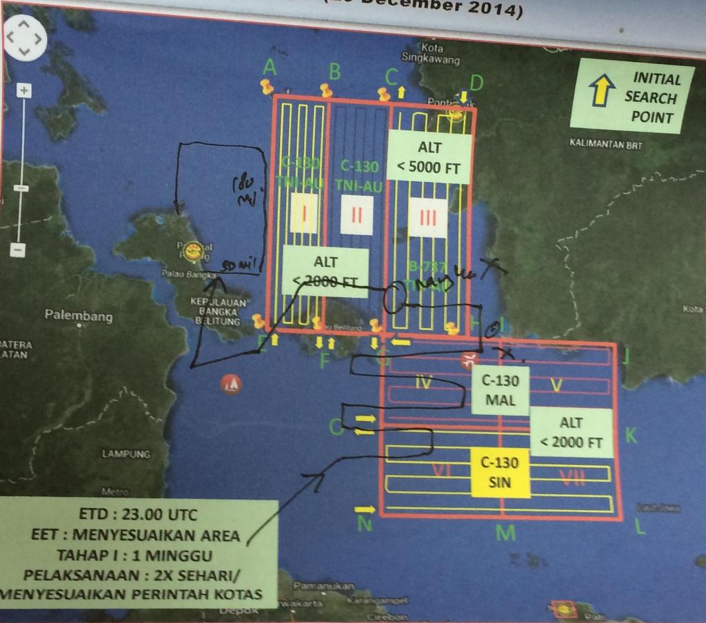 CNC_World's tweet photo. Day 2 search plan for missing #AirAsia flight #QZ8501 unveiled Monday by Indonesian Authorities. http://t.co/slr8IWNQiO