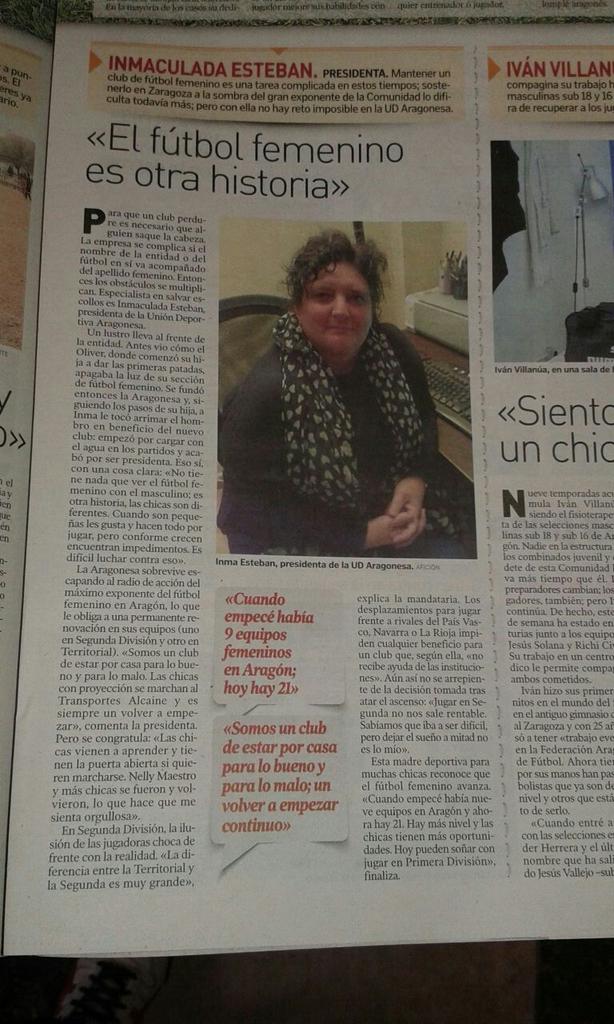 AragonesaUD's tweet photo. Entrevista en el periódico Afición, a nuestra presidenta Inma. #vamosamarillas #SoydelaUDA http://t.co/sNcha3KLLR
