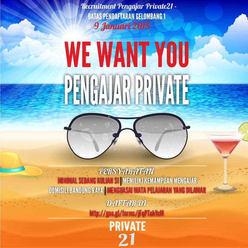 Lowongan Pengajar Private21 telah dibuka