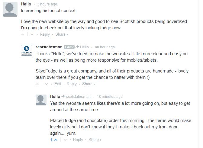 scotstatesman's tweet photo. @SkyeFudge glad to see advert bringing in orders! :) http://t.co/AMwVBGYRo5