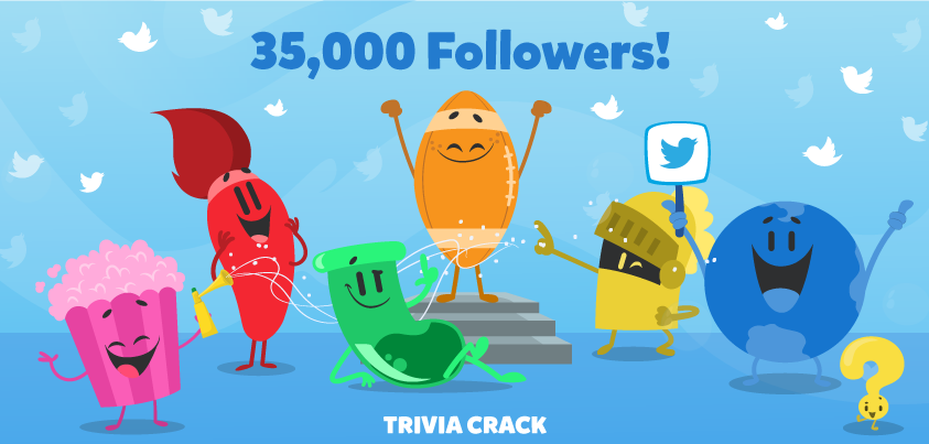TriviaCrack's tweet image. @triviacrack has reached 35k followers! Thanks, people! RT to win a 5-life limit and 350 coins. There's 10 prizes!