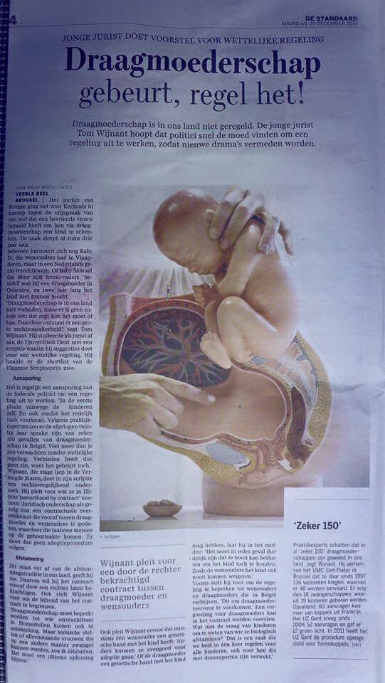 TomWijnant's tweet photo. Vandaag in @destandaard : Nood aan wettelijke regeling #draagmoederschap! @axelronse @pdsutter @scriptievzw http://t.co/OXAr1rnhur