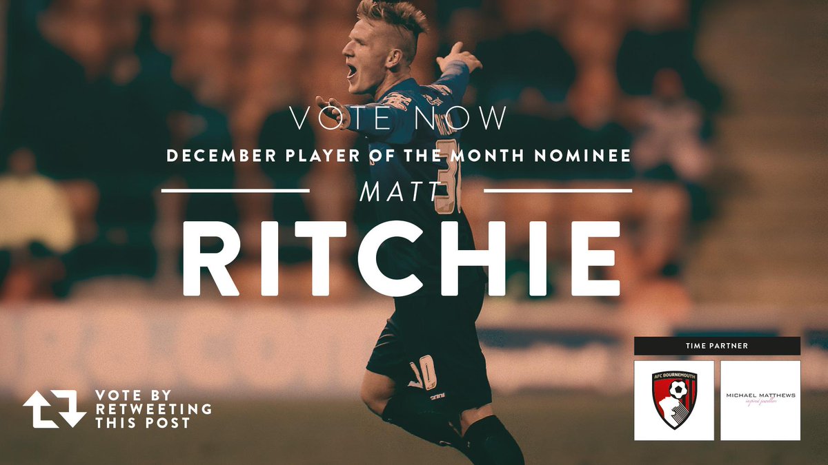 afcbournemouth's tweet photo. Retweet for Matt Ritchie to win the @MMJBournemouth player of the month award: http://t.co/ucIh71vFoe #afcb http://t.co/u3V0b9GkR7