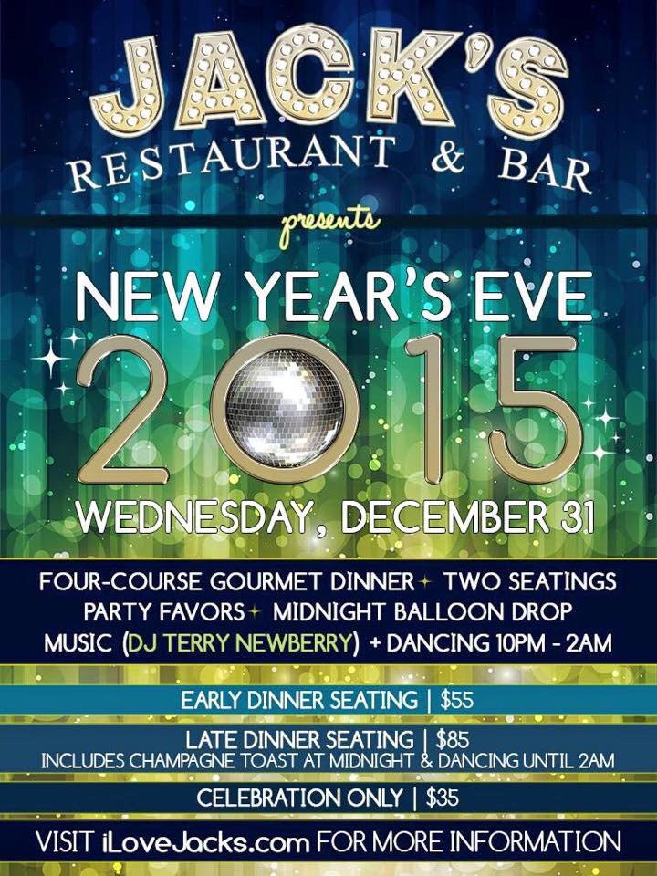Looking forward to New Year's Eve. Come celebrate with me at Jack's for a fun filled night.