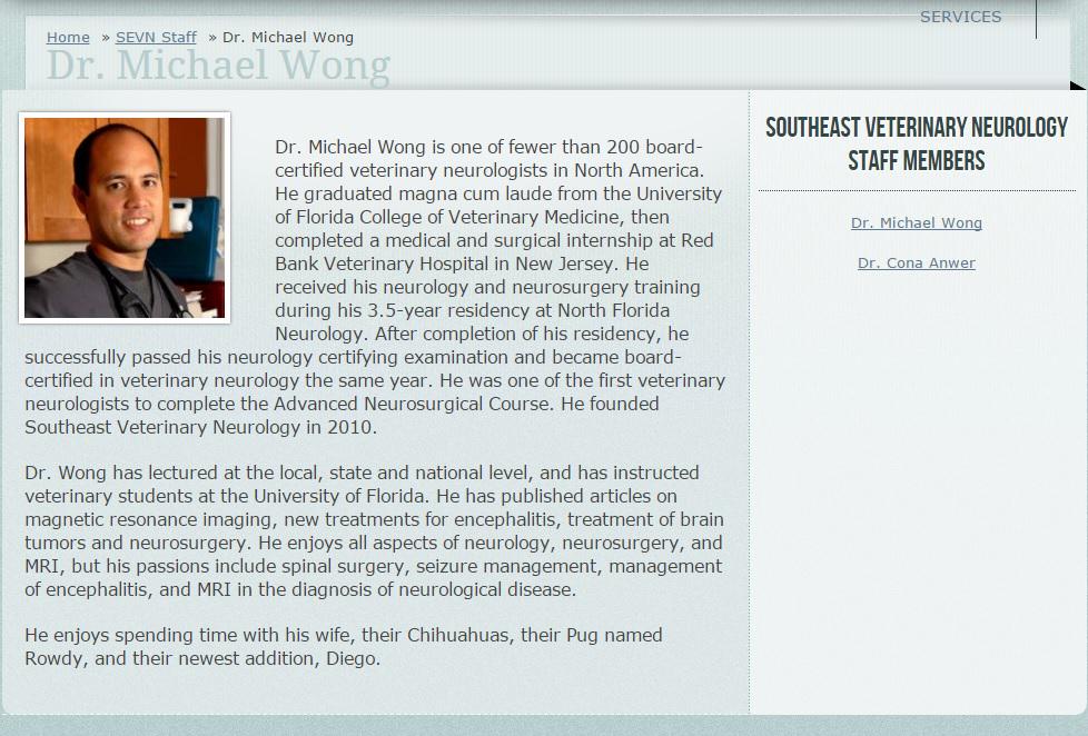 TeloDog's tweet image. Dr. Michael Wong, #HERO. Southeast Veterinary Neurology  Miami 
sevneurology.com