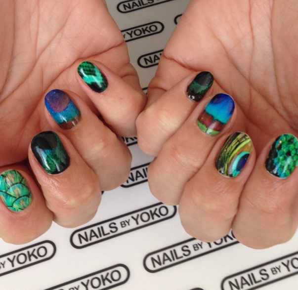 #nailsbyyoko #nails #nailart #naildesign #nailwraps #ncla #shopncla #colors #patterns #peacock #python