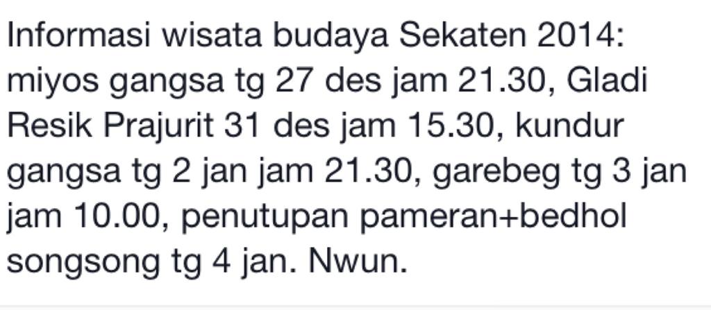 pairuzi's tweet photo. Sekedar ngumpliti kultwit kang @budisujatmiko  ttg sekaten http://t.co/FSXZQttPYA