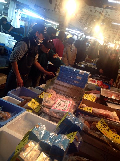 おはよ〜( &acute; ▽ ` )ﾉ 今日は朝から築地行ってきたよ♬ お正月の買い物で人がいっぱいだったー！！ http://t.co/XIlp2nY3E9