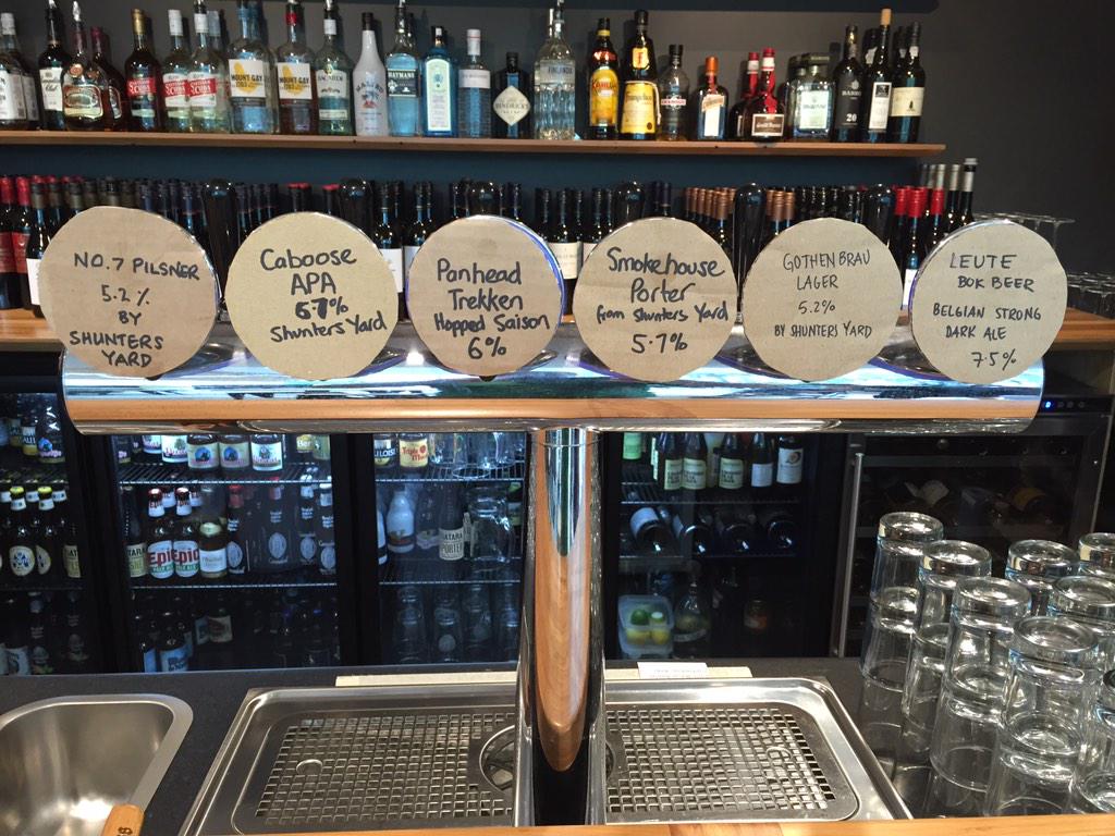 Current lineup on tap. It's a great day to sit by the river with some of the best beer around.