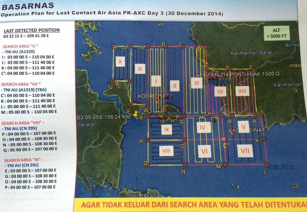 CNC_World's tweet photo. Day 3 search plan for missing #AirAsia flight #QZ8501 unveiled Tuesday by Indonesian Authorities. http://t.co/b2anOBENeJ