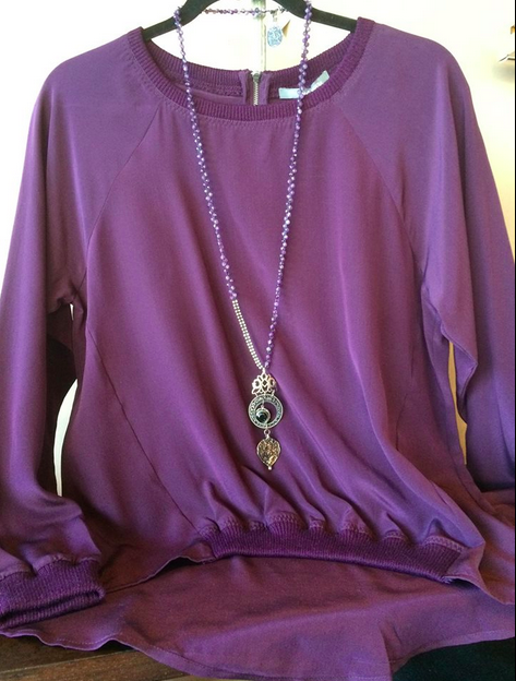 ShopButtonUp's tweet photo. This wonderfully soft silk pullover is by @MichaelStarsInc. Complimented by a beautiful necklace by #LoveHeals. http://t.co/EWQe8ZuLLT