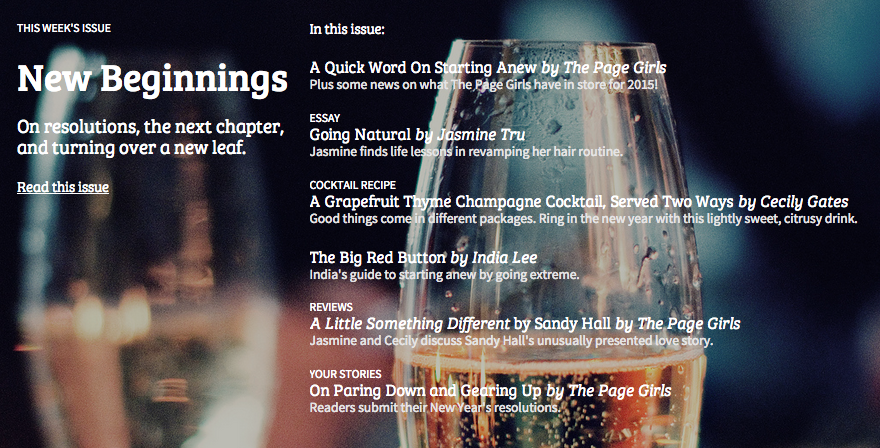 ThePageGirls's tweet photo. New beginnings, new issue → http://t.co/jeIW2vpTW3 http://t.co/0EPufyV97F