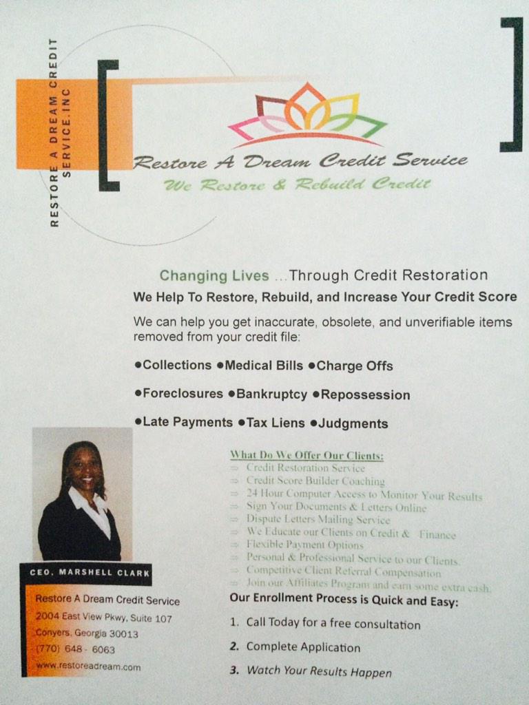 restoreadream's tweet image. #Atlanta #creditbuilding #increasescore