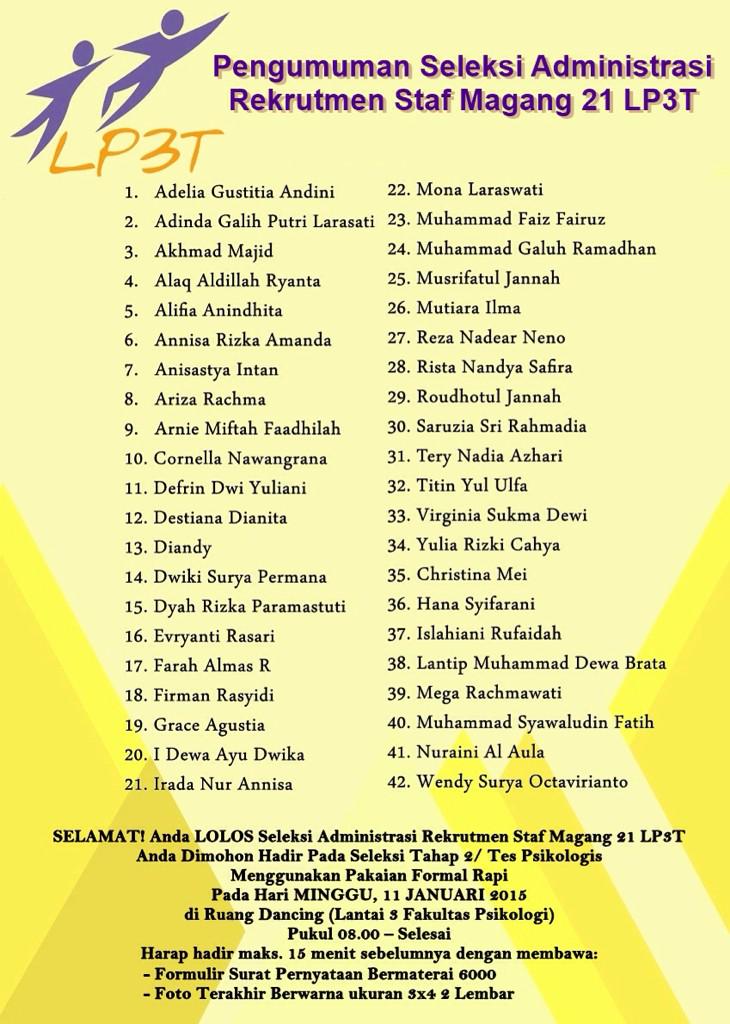 OprecLP3T's tweet photo. selamat buat kalian yg udah lolos tahap administrasi👏 http://t.co/M15iM7H5Me
