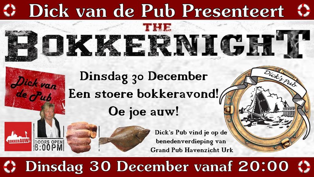 Vanavond houdt Dick in <a href="/DicksPubUrk/">Dick's Pub Urk</a> zijn jaarlijkse BokkerNight