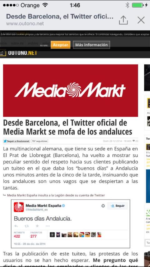 Y se creerá el C.M. de <a href="/MediaMarkt_es/">MediaMarkt España</a> que es gracioso y todo...pués un cliente menos "miarma".