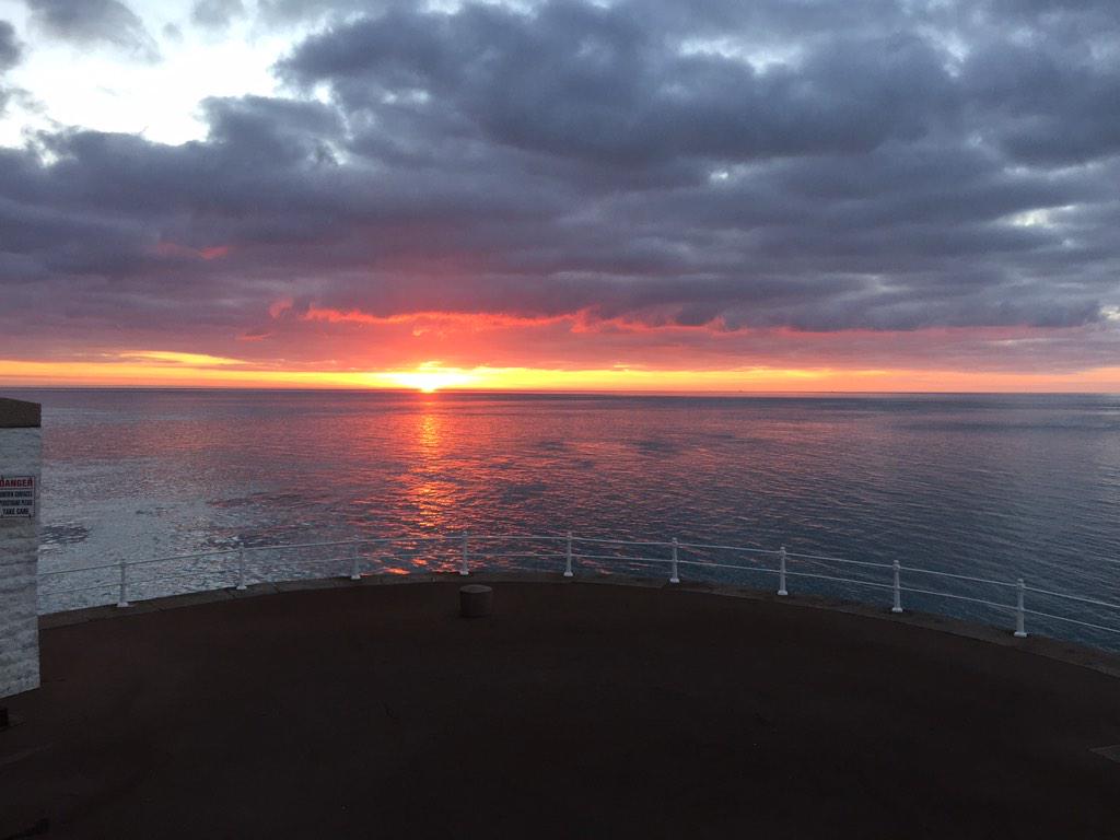 Perfect start to the day. Sunrise from the end of St Catherine's Breakwater #jersey
