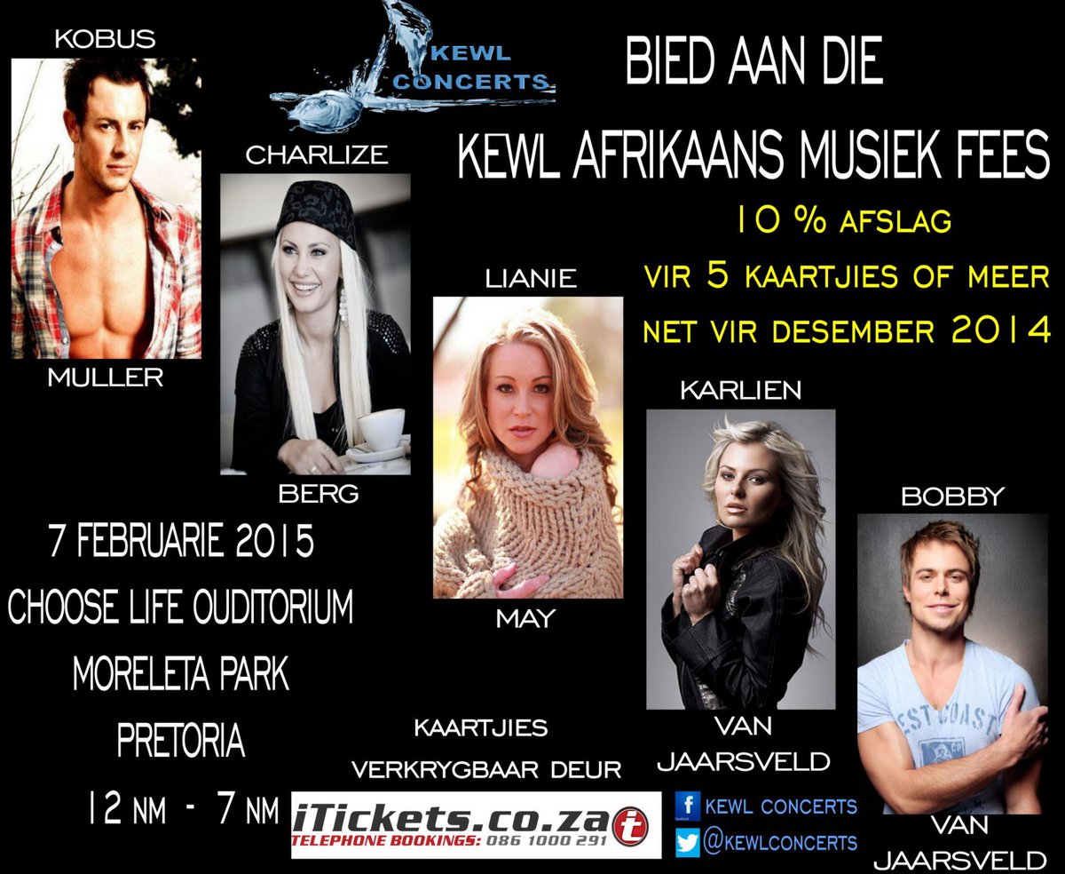 iTickets - bit.ly/1qtCcVv  @VreesAfrikaans @Net_musiek @Droom_inAfr <a href="/Afrikaans_ons/">Afrikaanse kinders. </a> <a href="/OPA_Afr/">Ons Praat Afrikaans</a> <a href="/OnsTaal/">Afrikaans ons taal</a>