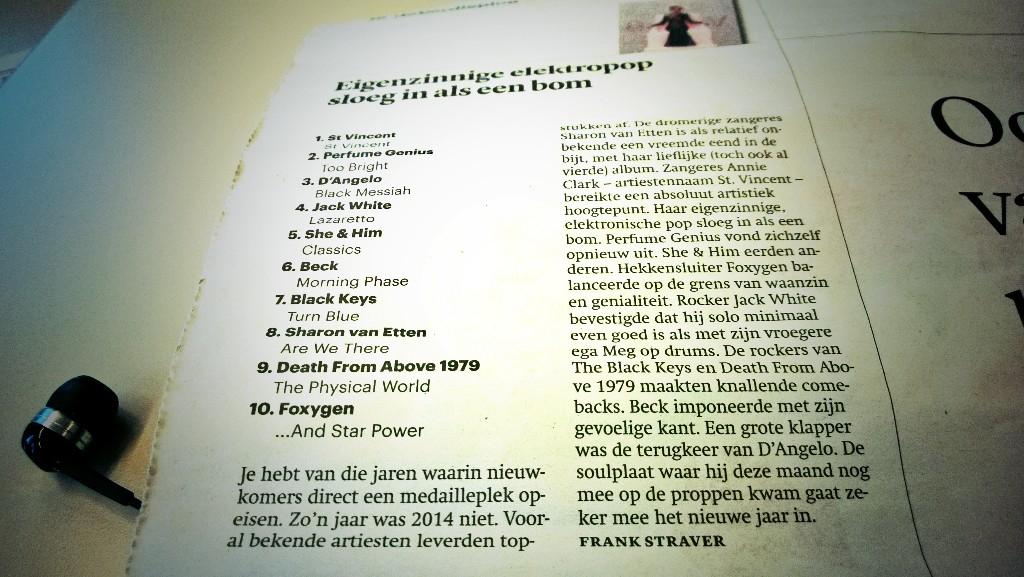 De jaarlijsten van #Trouw, @StraverFrank - St. Vincent op #1