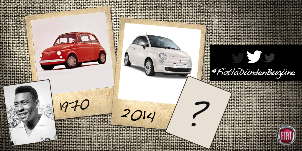 #FiatlaDündenBugüne soruyor:
#fiat500’le 1970’lerin efsanesi Pelé’ye karşılık, 2014’te hangi futbolcu gelmeli? #FIAT