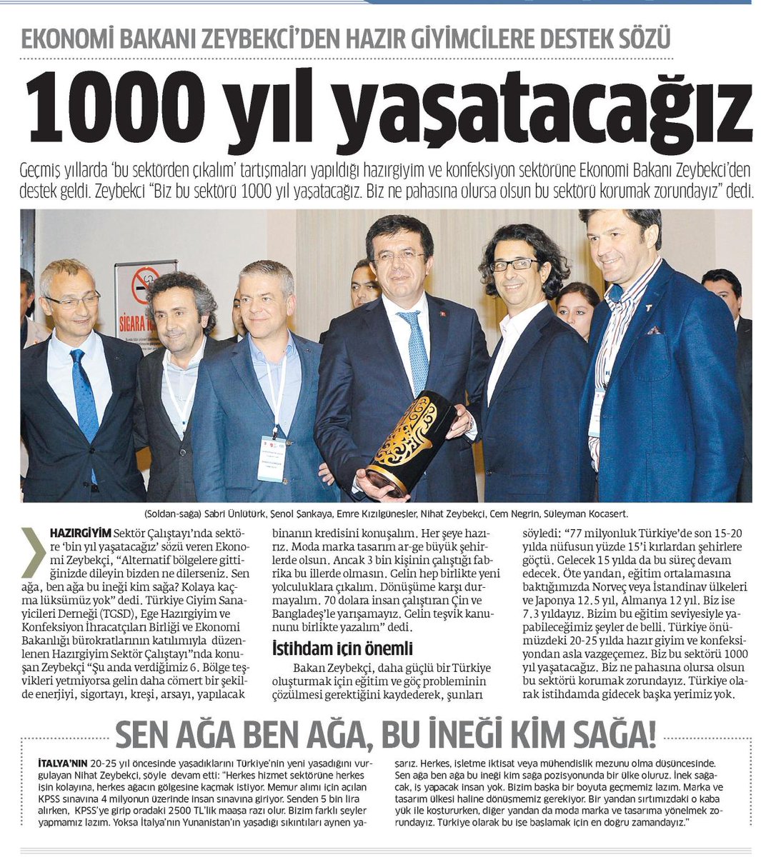 tgsdofficial's tweet photo. Ekonomi Bakanı Sn. @ZeybekciNihat katılımlarıyla gerçekleşen @TGSD_ Hazır Giyim Sektör Çalıştayı, basın yansımaları http://t.co/BoIEFeuw4S