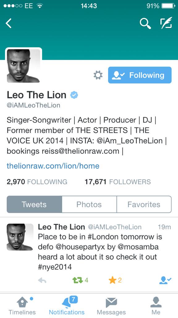 MrA_Norton's tweet photo. Hand full of tickets left, Even our guy @iAMLeoTheLion knows it's going off @HousePartyX #NYE http://t.co/TsZnrsqh2d http://t.co/8KRj3bmdMg