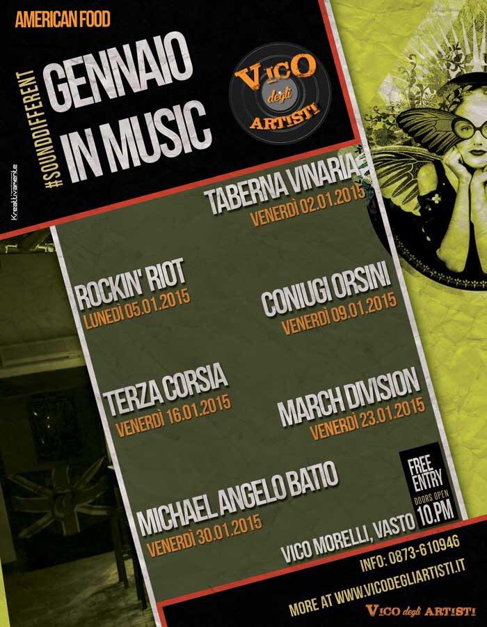 VicoArtisti's tweet photo. Tutte le date di gennaio sul sito vicodegliartisti.it #vasto #music #live #gennaio http://t.co/Cgp3KmWmdb