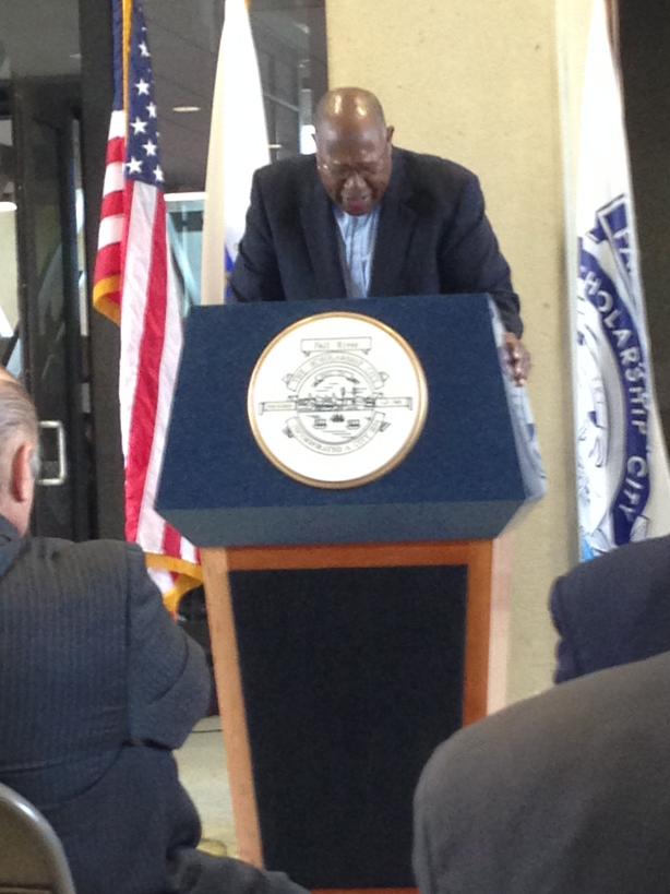 SamSutterMayor's tweet image. Former NAACP President, Rev. Mark Green giving an inspiring benediction to close out inaugural ceremony. #FallRiver