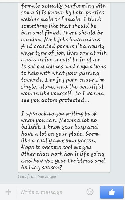 This person hit me up on Facebook he enjoys porn!NOW IF A FAN IS SAYING THIS WAY WONT THE INDUSTRY DO<a href="/tag/justsayin"class="tags"><span>#justsayin</span></a>