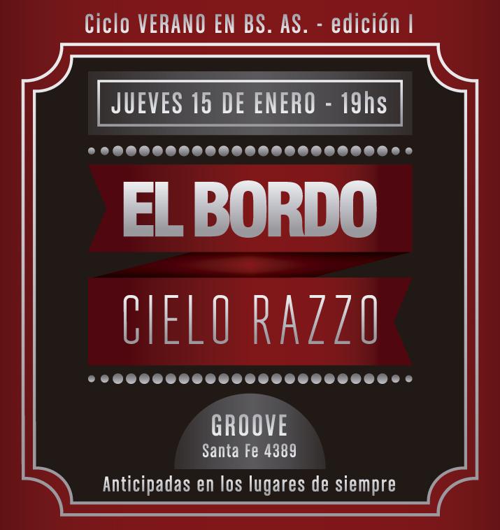 elbordoficial's tweet photo. Arranca una serie de shows junto a bandas hermanas en Groove.
15/1 junto a @Cielo_Razzo. http://t.co/NDn9Fxk5BH