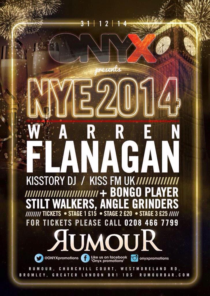 Tomorrow night!!! All roads lead to <a href="/rumourbar/">Rumour Bar Bromley</a> #Bromley for NYE!! <a href="/OnyxPromotions/">Onyx Promotions</a>! 😬👍