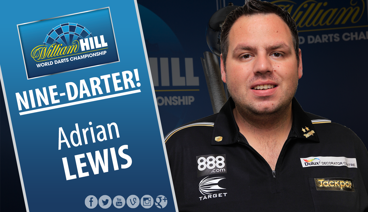 OfficialPDC's tweet photo. ADRIAN LEWIS HITS NINE-DARTER AT WORLD DARTS CHAMPIONSHIP!!!!!!! http://t.co/vbAqe1nbJa