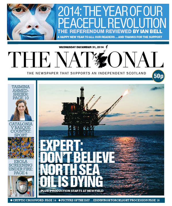 Ian Russell on Twitter "The National Tomorrows Front Page Last Of 2014. Oil is not dying. We